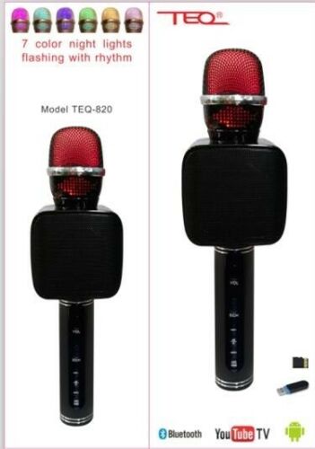 TEQ Microphone Speaker Bluetooth Karaoke For Phone Youtube TV + SD TEQ Microphone Speaker Bluetooth Karaoke For Phone Youtube TV + SD
